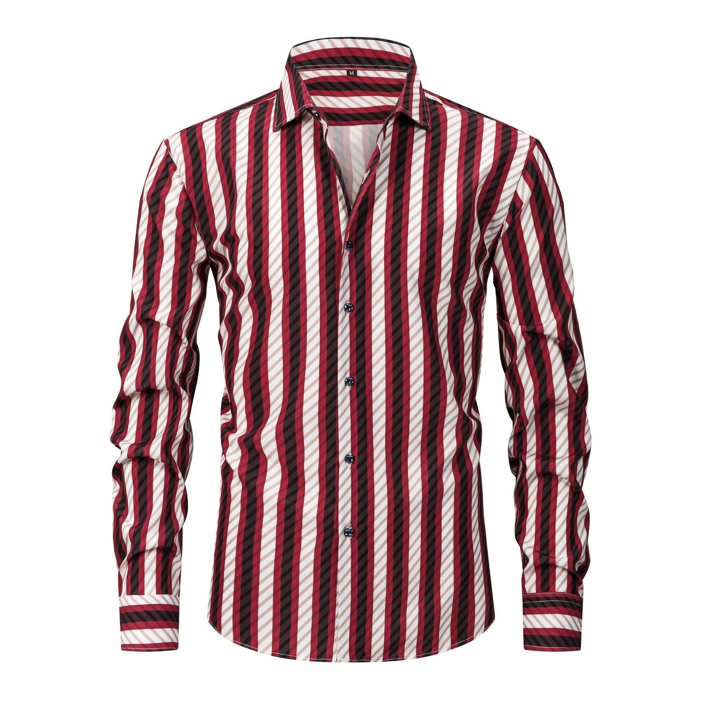 Mens Stretch Wrinkle-Free Digital-Print Plaid And Stripe Shirt