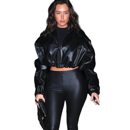 Women's Zipper Faux Leather Jacket