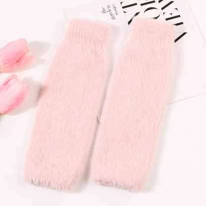 Womens Plush Half-finger Gloves Versatile And Warm
