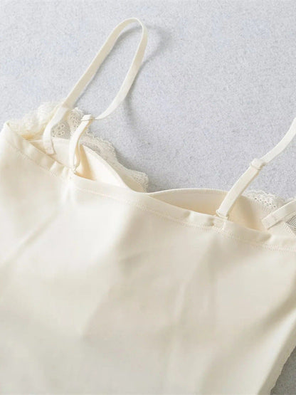 Womens Slim-fit Camisole With Built-in Padding Sheer And Alluring Base Top