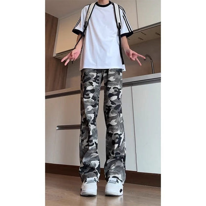 Camouflage Straight-leg Loose Wide-leg Pants