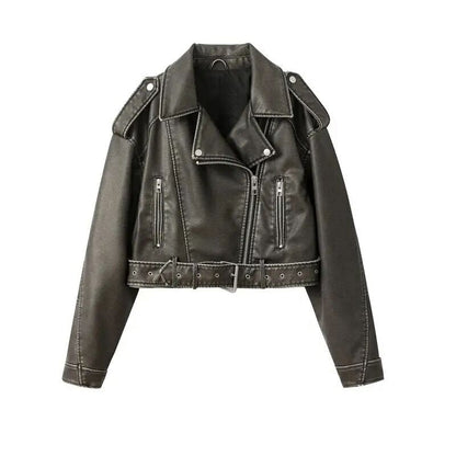 Bestselling Street-style Retro Turn-down Collar Loose Washed Jacket