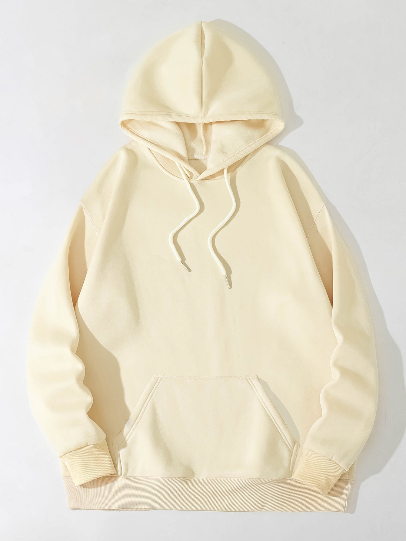 2026 New Black And White Hooded Sweatshirt, Simple Solid Color Basic Men's Loose All-Match Casual Sweatshirt