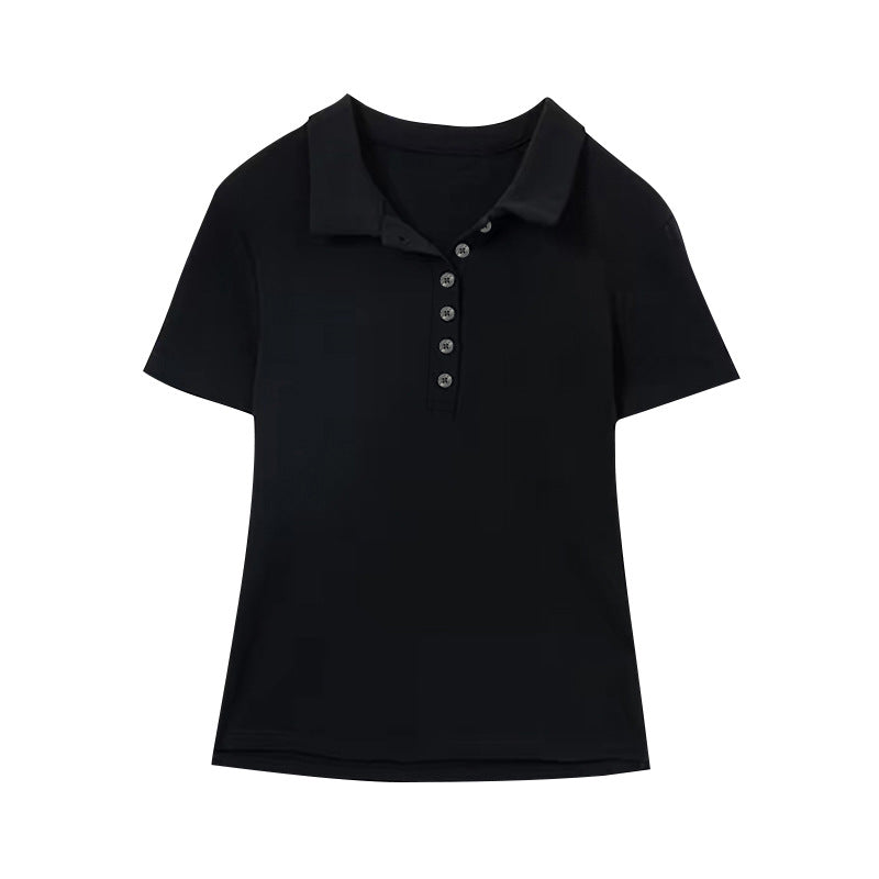 Womens Slim-fit Figure-flattering Versatile Short-sleeve Top
