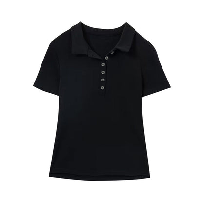 Womens Slim-fit Figure-flattering Versatile Short-sleeve Top