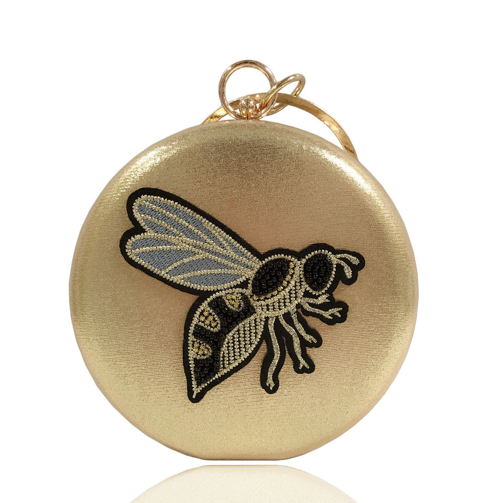 Flat Box Embroidered Beaded Bee Clutch Party Bag
