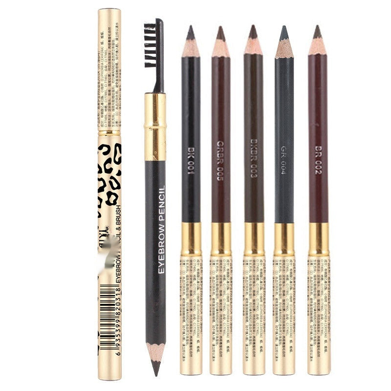 Yalaiyi Eyebrow Pencil Leopard Print Eyebrow Pencil Kuaishou And Douyin Live Broadcast Hot Selling Waterproof Distinct Look Wild Eyebrow Pencil