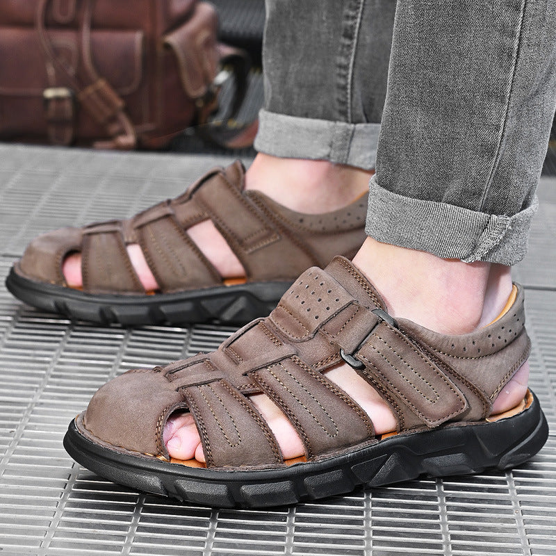 Mens Closed-toe Sandals Outdoor Hiking Shoes With Durable Soft Soles For The Beach
