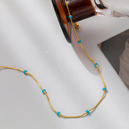 Glazed Titanium Steel Ball Drop Necklace