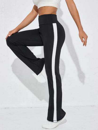 Cross-Border European And American New Style Side Stripe Patchwork High-Waisted Sports Fitness Casual Wide-Leg Yoga Pants For Women