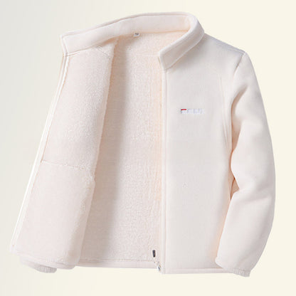 Women's Fleece Lined Polar Fleece Jacket Windproof Warm Stand Collar Sweatshirt For Outdoor Sports Casual Wear