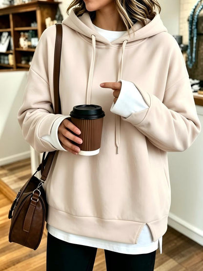 New Fallwinter Womens Faux Two-piece Hooded Sweatshirt