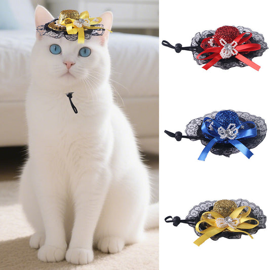 Pet Lace Hat Cat Photo Dress Up Hair Accessories