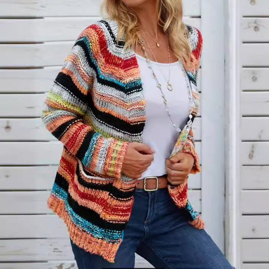 European and American Fashion Printed Knit Sweater