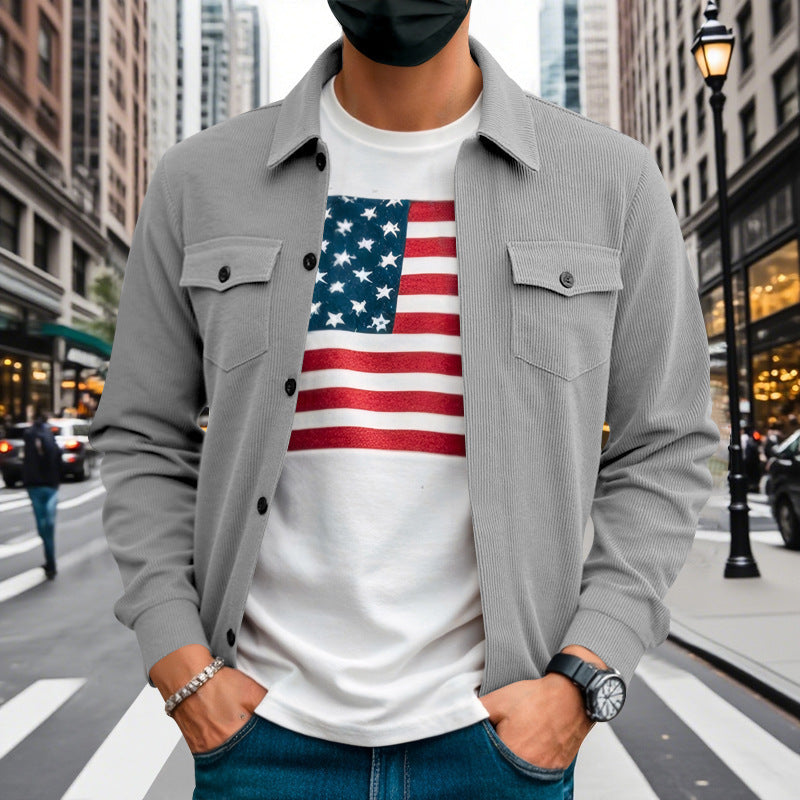 All-match Multi-pocket Stand-up Collar Long-sleeved Jacket For Men