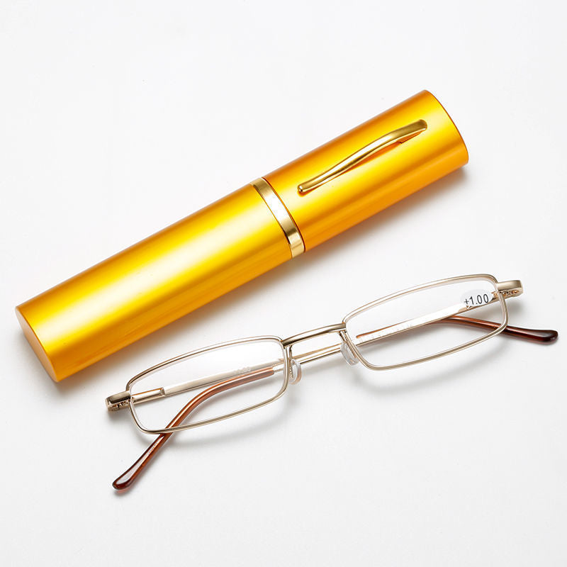 Ultra-small And Ultra-light Metal Reading Glasses Unisex Portable Pen Holder HD Mini
