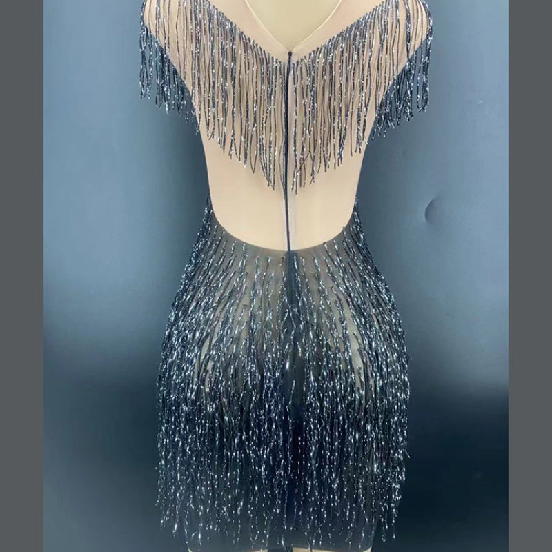 Luxury Tassel Beaded Dress