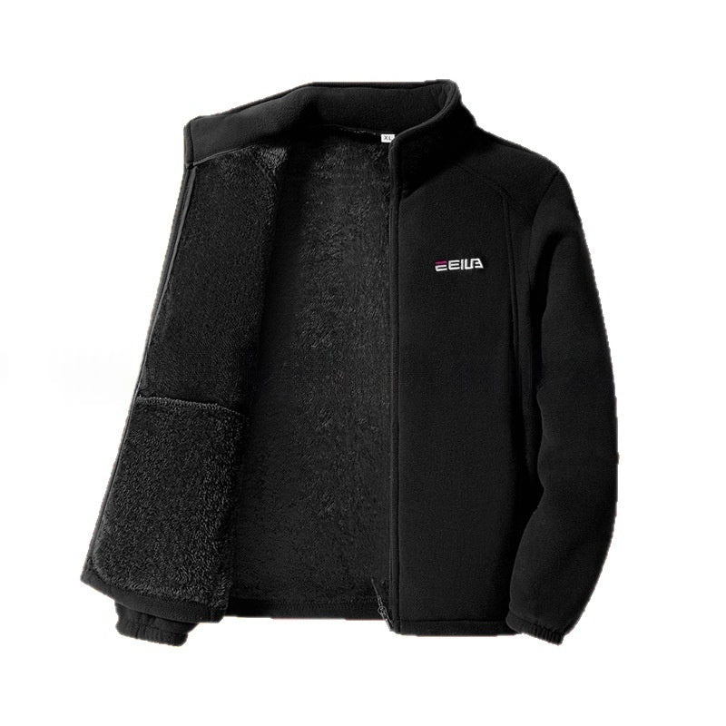 Fleece-lined Heavyweight Polar Fleece Windproof And Warm Stand-collar Jacket