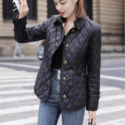 Women's Slim-Fit Diamond-Quilted Cotton Padded Jacket