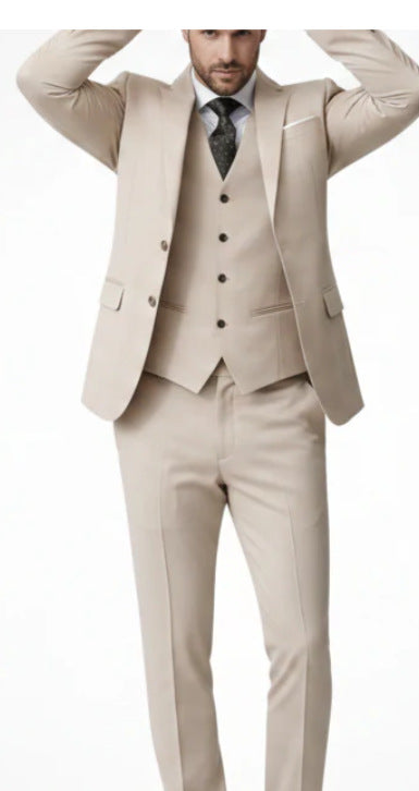 Suit For Men Three-piece Set Peak Lapel Grooms Wedding Suit