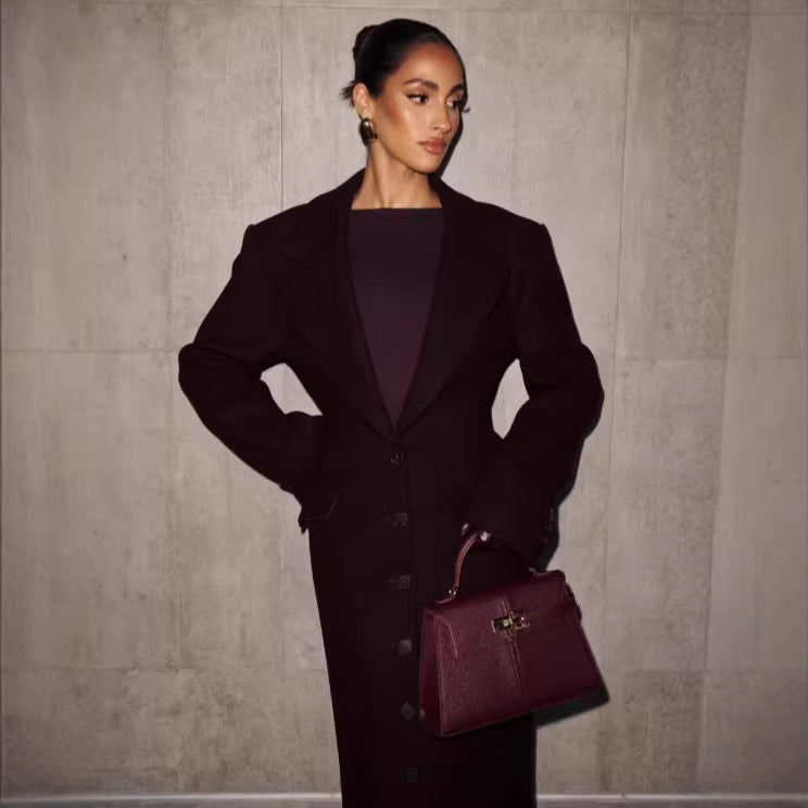 New Elegant Solid-color Lapel-tied Coat