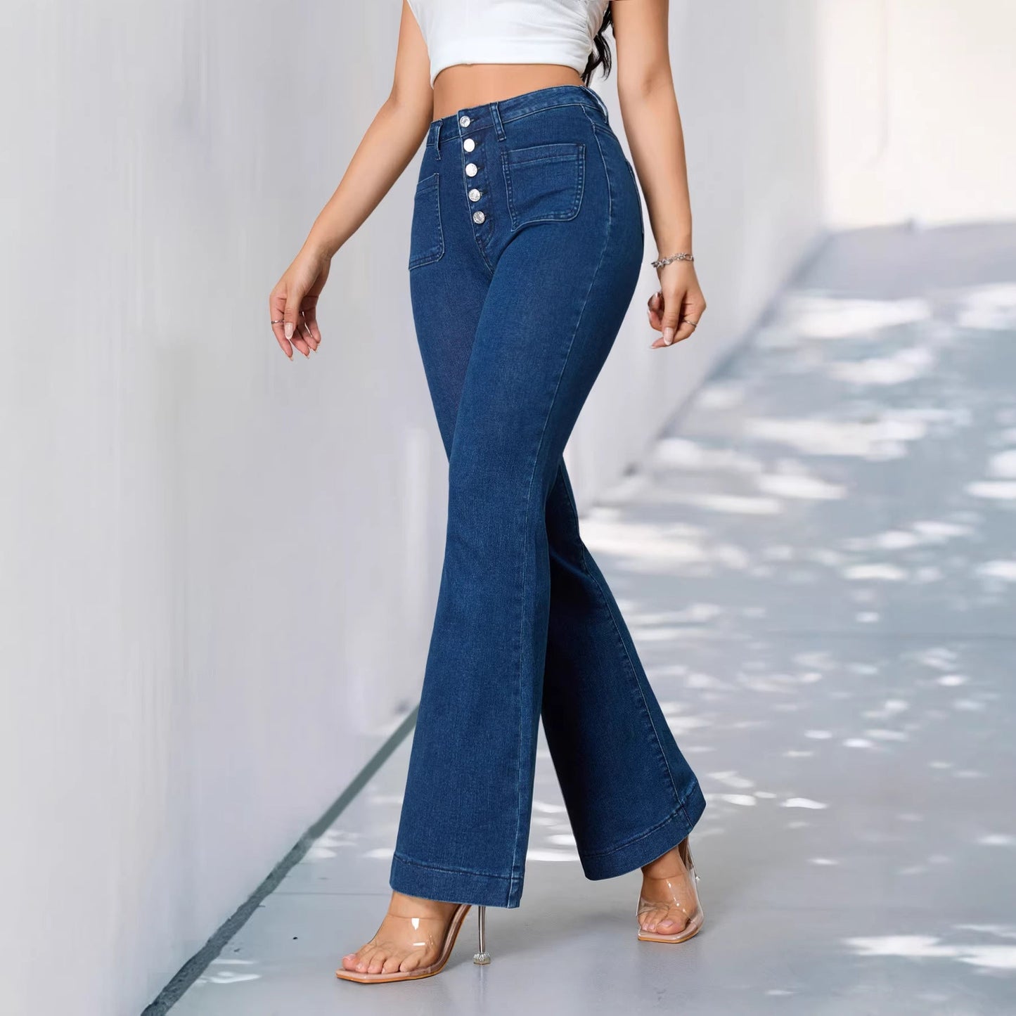 Womens Stretchy Loose-fit Slimming Jeans