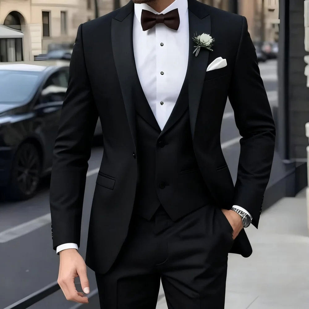 Mens Business Formal Wear Three-Piece Suit