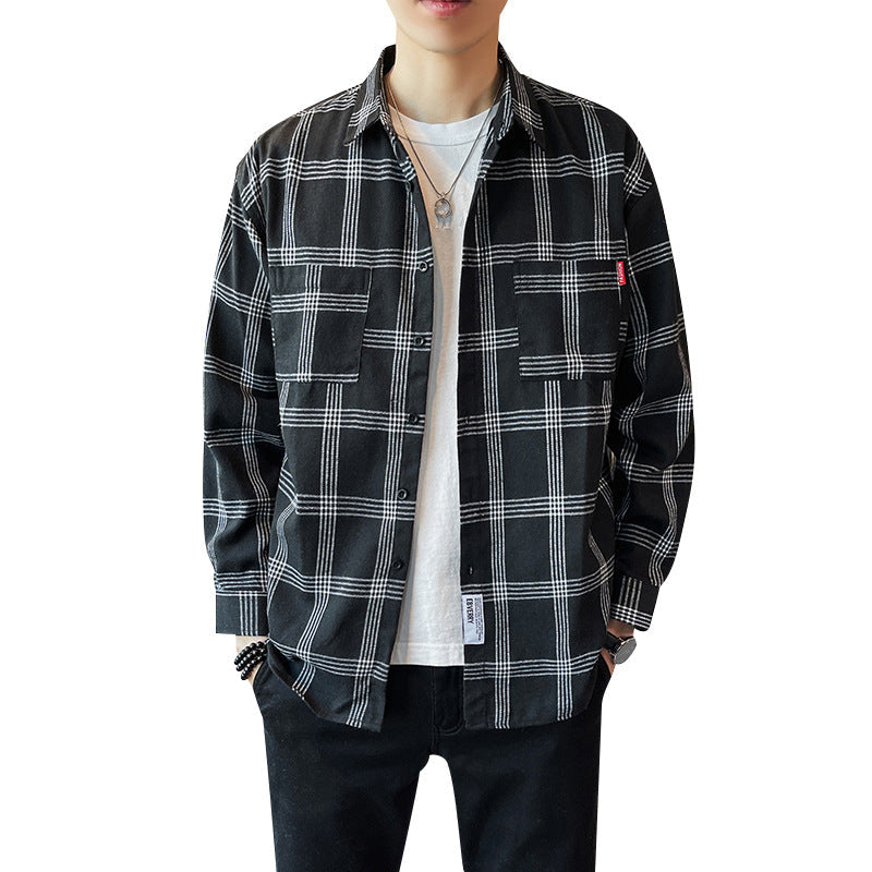 Men's Plaid Long-sleeved Shirt