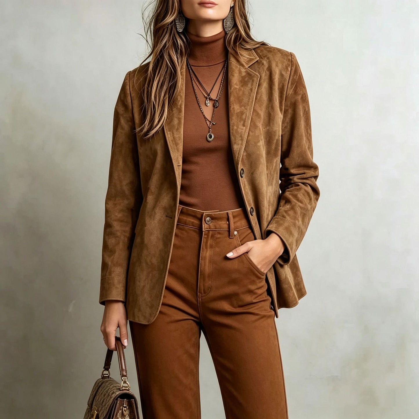 Womens Elegant Vintage Suede Velvet Jacket