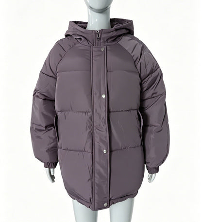 Womens Winter American-Style Fake Two-Piece Patchwork Hooded Cotton Padded Coat