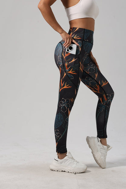 European And American New Hot-Selling Cross-Border Pocket Yoga Pants Digital Printing Casual Sports Outdoor High-Waist Hip-Lifting Fitness Pants