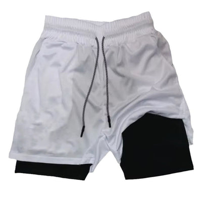 Mens Double-Layer Breathable Casual Shorts With A False Two-Piece Design