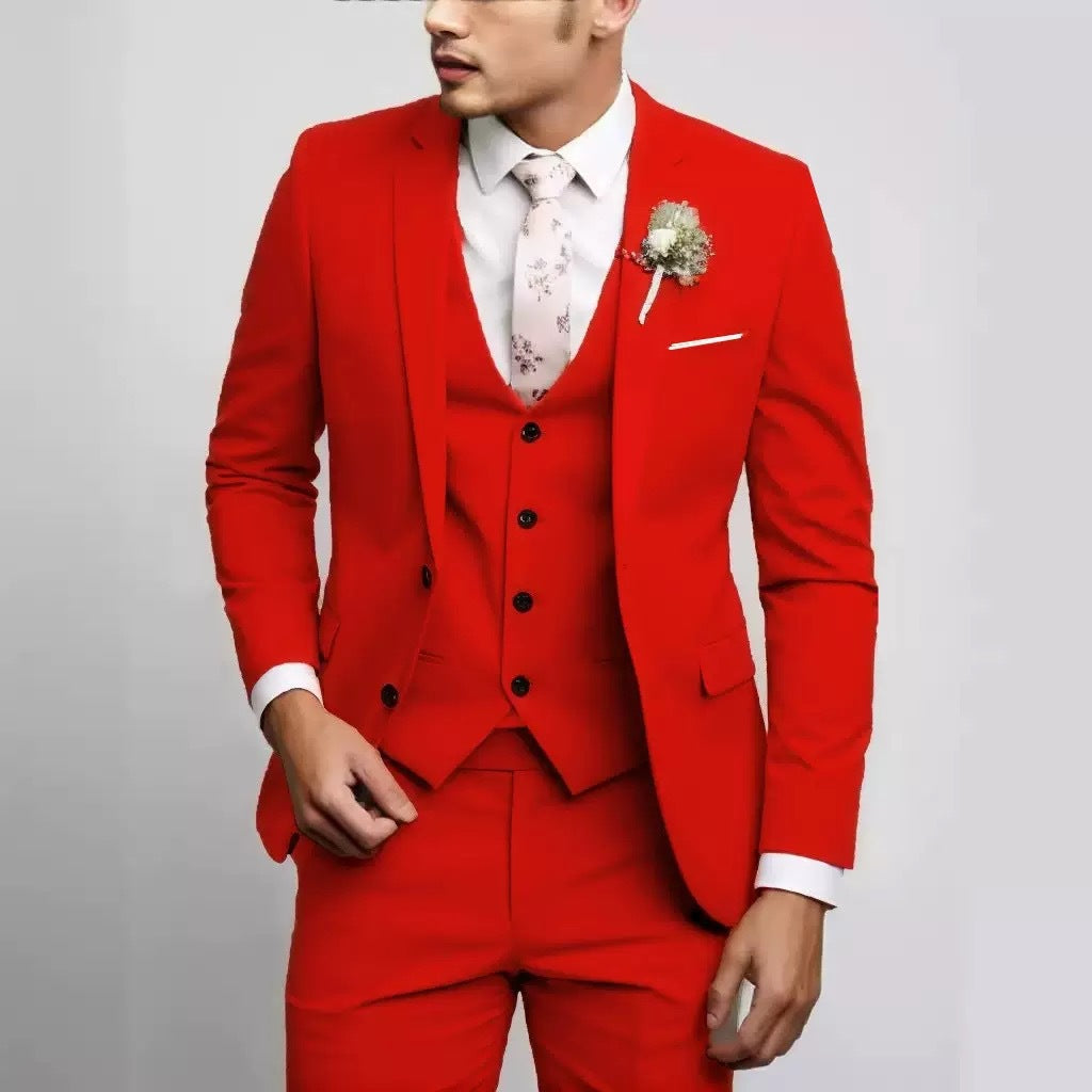 New Multi-color Two-button Three-piece Casual Suit Set For Men