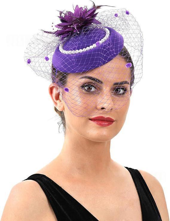 Retro Tulle Hat With Flowers For The Stage