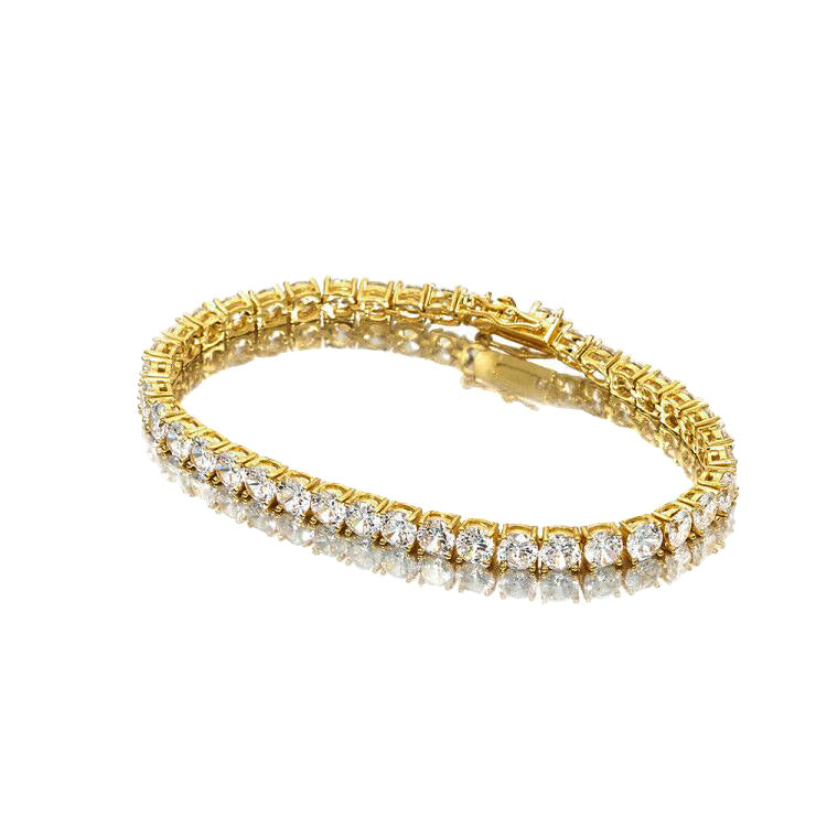 Mens Gold-Plated Micro-Inlaid Zircon Copper Bracelet And Necklace