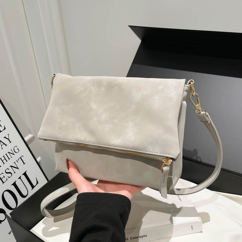 Urban Minimalist Envelope-Style Flap Saddle In PU Leather Crossbody Shoulder Bag