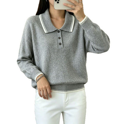 Womens Casual Loose-fitting Versatile Long-sleeve Sweater