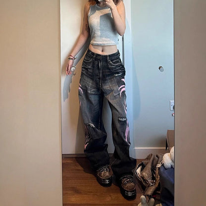 American Style Vibe Printed Jeans