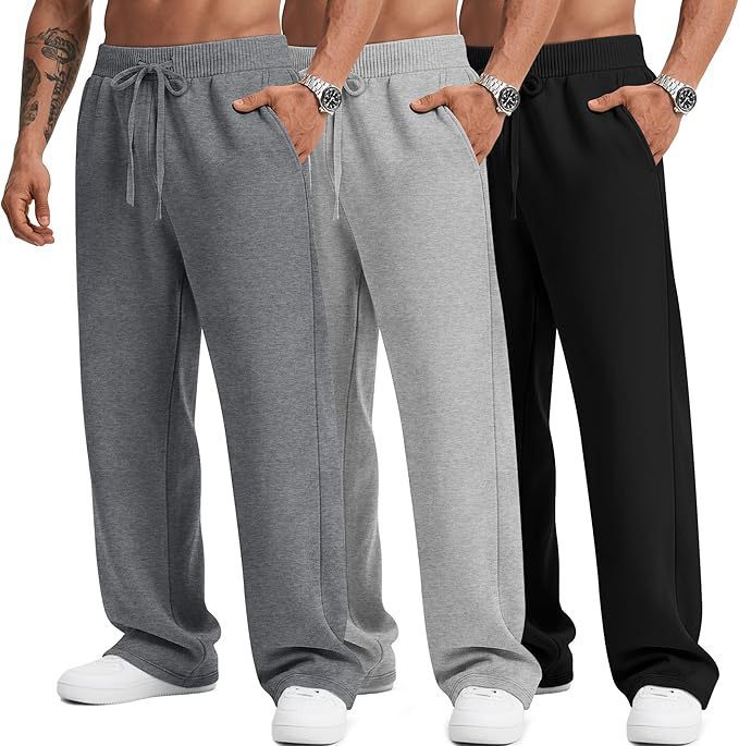 Mens Solid-Color Drawstring Straight-Leg Sweatpants