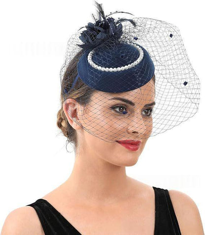 Retro Tulle Hat With Flowers For The Stage