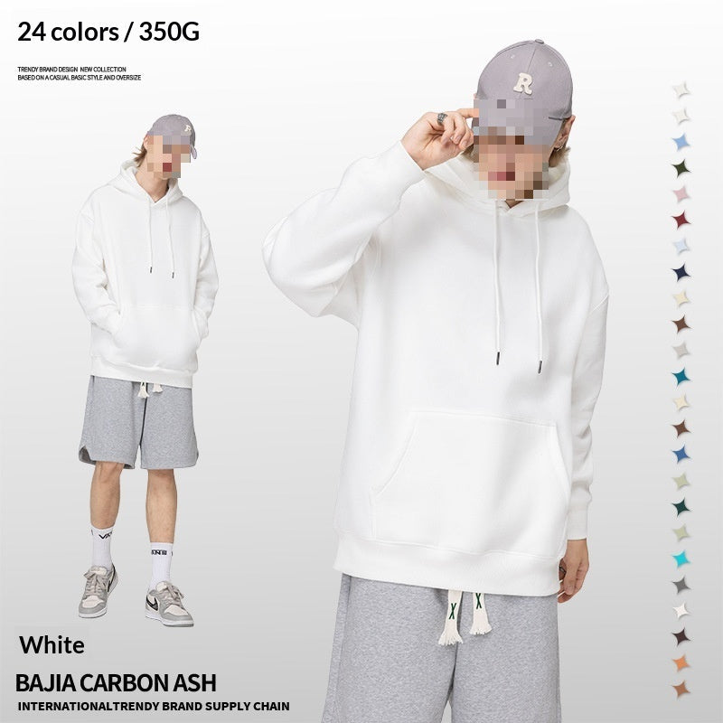 Solid-color Fleece-lined Hoodie For Teens Mens Style