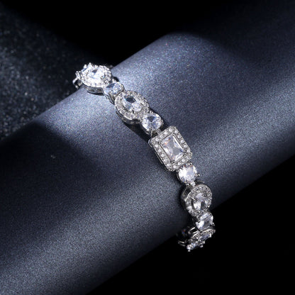 Water Drop Multi-Shape Horse Eye Zircon Bracelet in White Copper for Elegant Female Accessory
