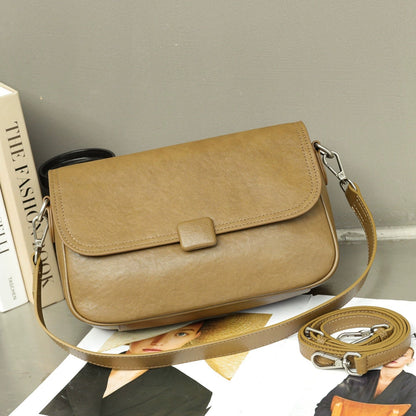 Real Leather Women's Bag Cross-border New Single Shoulder Crossbody Bag, Top Layer Cowhide, College Style Mailman Bag, Commuting Cambridge Bag