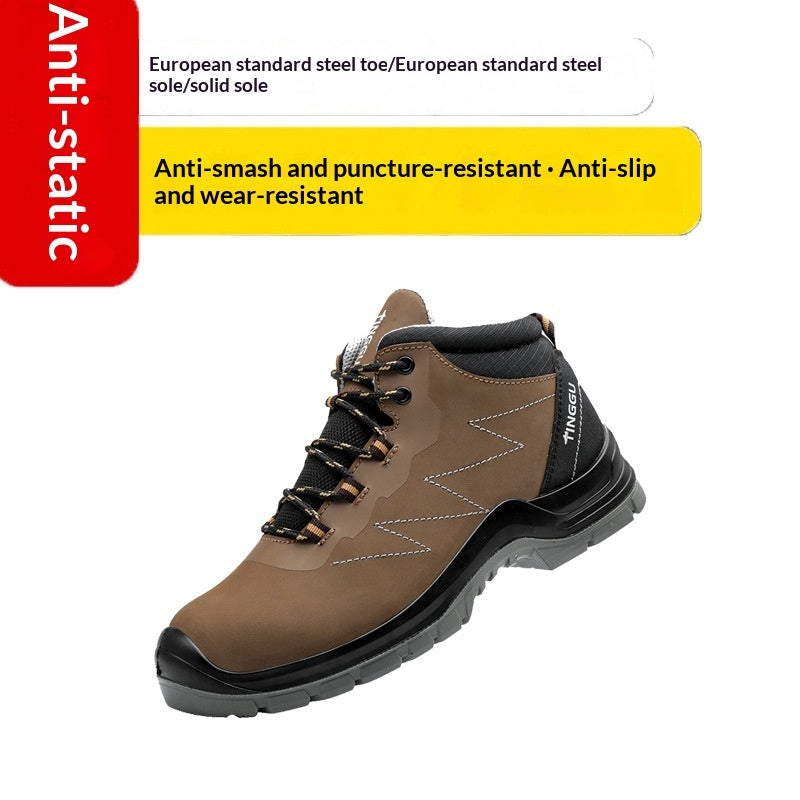 Men's Static Safety Boots - Anti-Puncture And Impact Protection, High-Top Leather