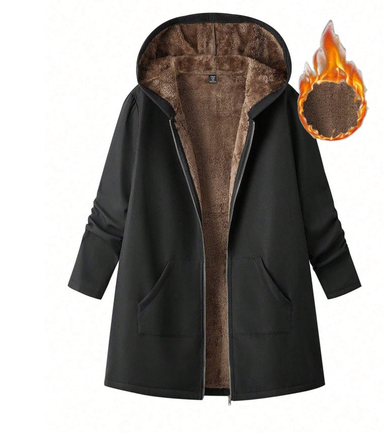 Womens Hooded Fleece-lined Sweatshirt Jacket