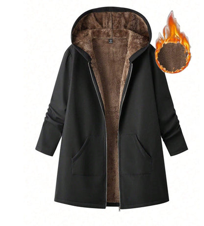 Womens Hooded Fleece-lined Sweatshirt Jacket