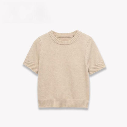 Womens Round-neck Simple Casual Knit Sweater