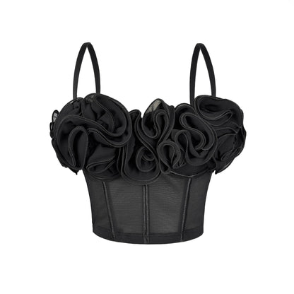 New Three-Dimensional Flower Fishbone Bra Pure Desire Tube Top Mesh Breathable Inner Fishbone Top Sexy Suspender Belt