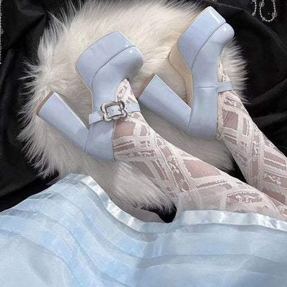 Chunky Heel Round Head Pumps Women