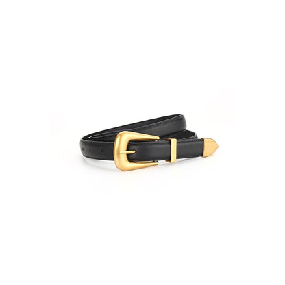 Womens Retro Unisex Fashion Versatile Square-buckle Leather Belt